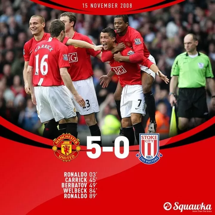 On This Day: Man Utd 5-0 Stoke, Come for the Man Utd goal fest, stay for  the Cristiano Ronaldo free-kicks 🎯 #OnThisDay in 𝟮𝟬𝟬𝟴, By Premier  League