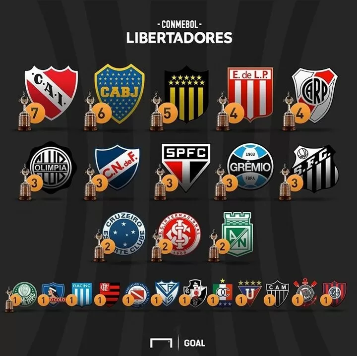 The History Of Copa Libertadores Winners Independiente 1st With 7 Wins All Football