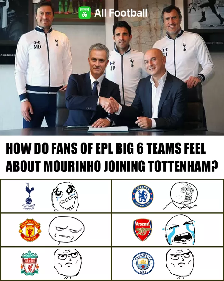 Af Meme How Do Fans Of Epl Big 6 Teams Feel About Mourinho Joining Tottenham All Football