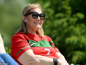 CR7's mother proudly watches her grandson warms up ahead of his first U15s game