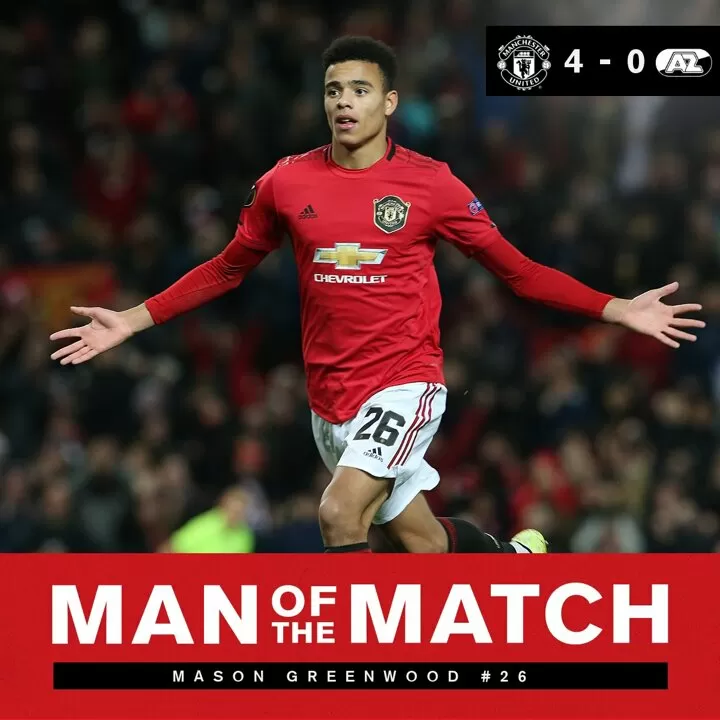 Mason Greenwood Voted For Man Utd Man Of The Match Against Az With A Brace All Football