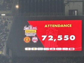 超7万人现场见证，曼联对阵东盟全明星的比赛上座人数达到72550人