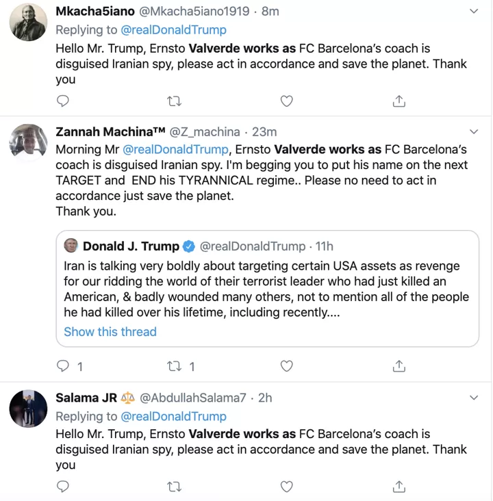 Hundreds Of Barca Fans Urge Donald Trump To Act Against Iranian Spy Valverde All Football