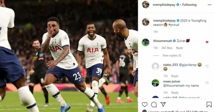 Depay Fosu Mensah Send Tottenham Star Bergwijn Message After Man City Goal All Football