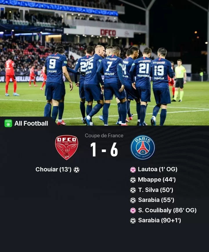 Dijon 1 6 Psg Mbappe Sarabia Fire Parisians Into Coupe De France Semi Final All Football