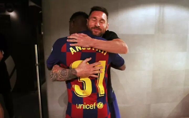 Fati Gets The Pic Where Messi Hugged Him For The First Time Framed In His House All Football
