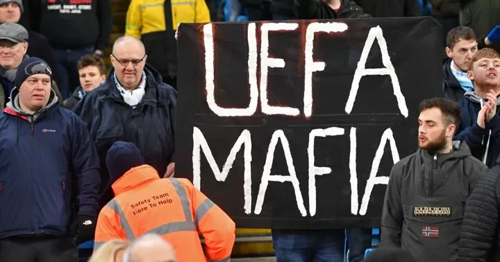 Man City Fans Respond To Ucl Ban With Uefa Chants Banners In West Ham Game All Football