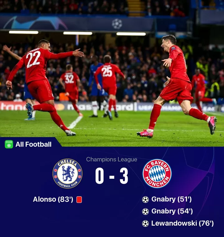 Chelsea 0 3 Bayern Lewy Gnabry Smash Blues To Have Ucl Last 8 Spot In Sight All Football