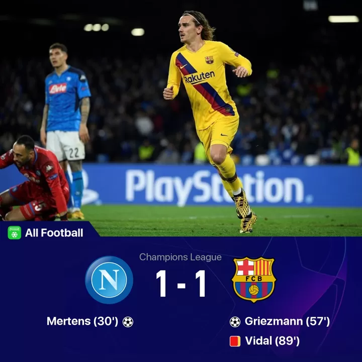 Napoli 1-1 Barcelona: Griezmann earns the edge but Busquets ...
