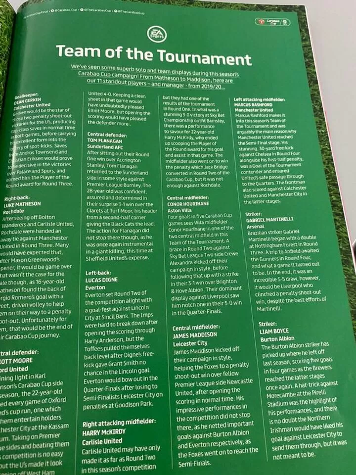 Rashford Martinelli In Efl Cup Team Of The Tournament But No City Players All Football