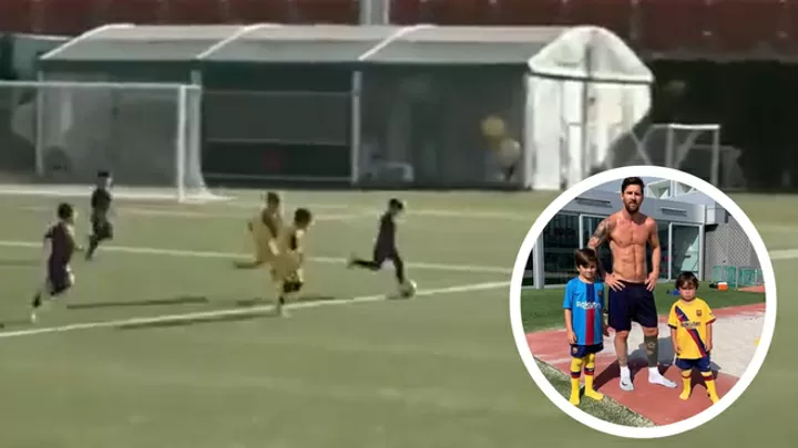 Messi S Seven Year Old Son Scores Two Goals That Will Have Barcelona Fans Dreaming All Football