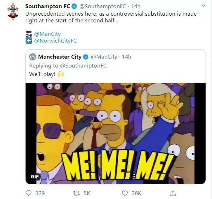 Man City & Southampton play tic-tac-toe on Twitter during coronavirus  hiatus