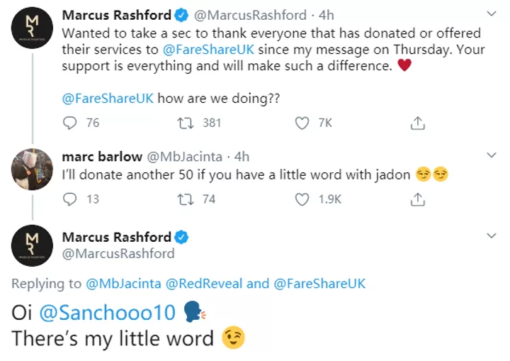 Man Utd Fans Love What Rashford Sent To Sancho On Twitter All Football