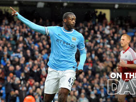 ⏰ On This Day 2014🔵 Yaya Toure hit a hat-trick vs Fulham! ⚽️⚽️⚽️