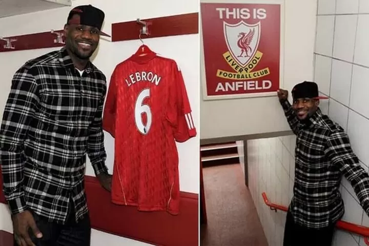 Liverpool co owner NBA superstar LeBron James celebrates Liverpool s PL win All Football