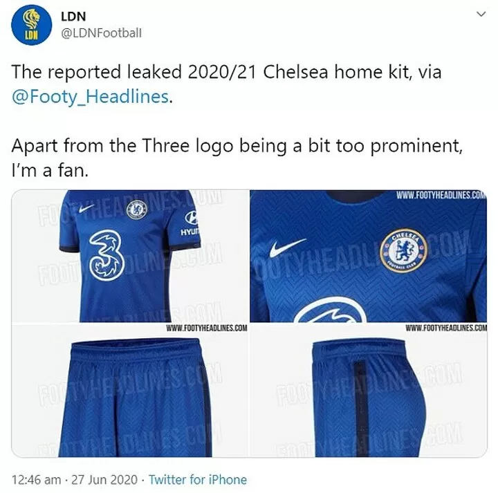 New Sponsor Three In White On Front Chelsea S Home Kit For 20 21 Season Leaked All Football