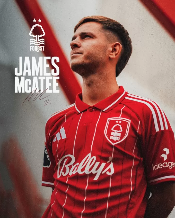JAMES McATEE ジェームズ・マカティー　フォレスト　ユニフォーム　Ｍ OFFICIAL: Nottingham Forest have signed James McAtee from Man City
