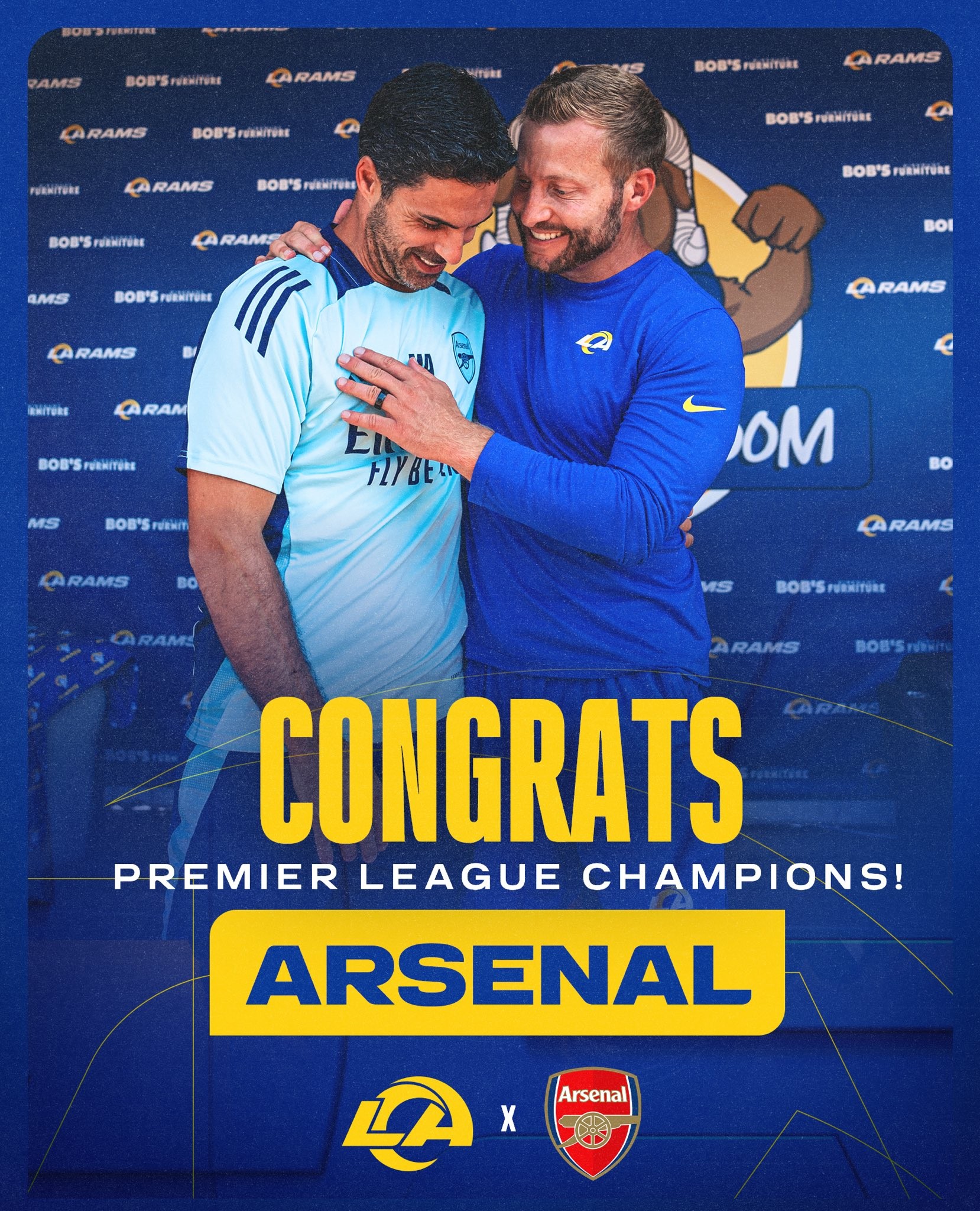 Los Angeles Rams, parceiros do mesmo dono, parabenizam Arsenal pelo título da Premier League