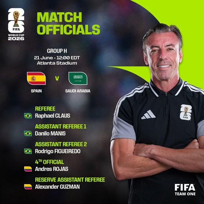 Official: Brazilian Referee Raphael Claus to Officiate Spain vs. Saudi Arabia World Cup Match