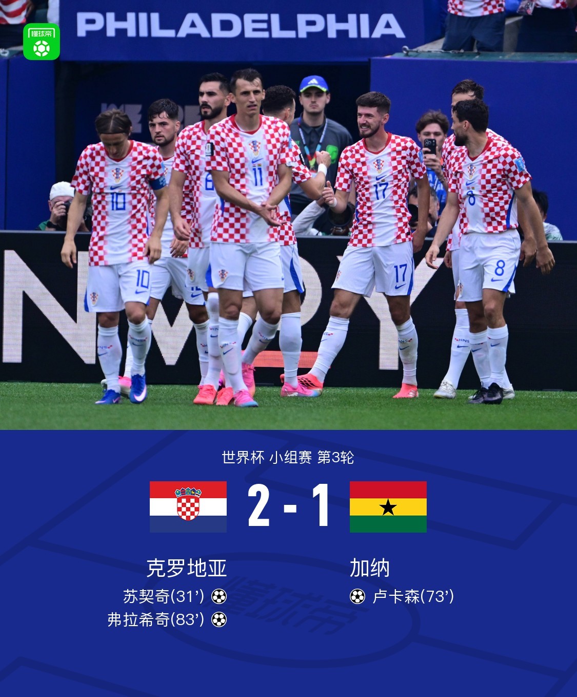 Kroatien besiegt Ghana 2:1 und zieht als Gruppenzweiter weiter, Sučić trifft per Fernschuss, Vlašić köpft zum Sieg