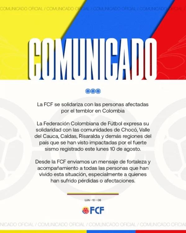 コロンビアでM7.4の地震、サッカー協会が被災者に見舞いの言葉