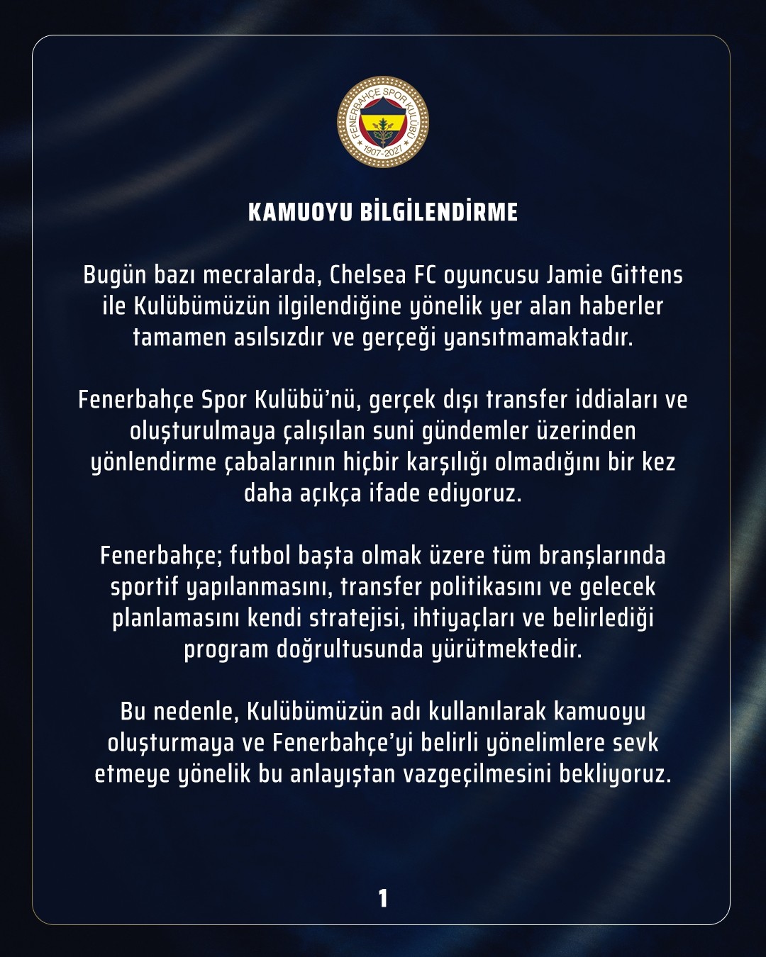 Fenerbahce dementiert Gerüchte um Jamie Gittens von Chelsea