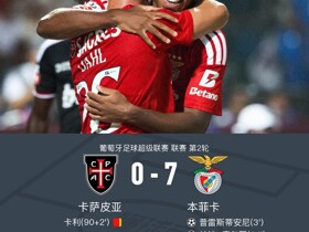本菲卡7-0狂胜卡萨皮亚，帕夫利季斯帽子戏法，杜兰破门