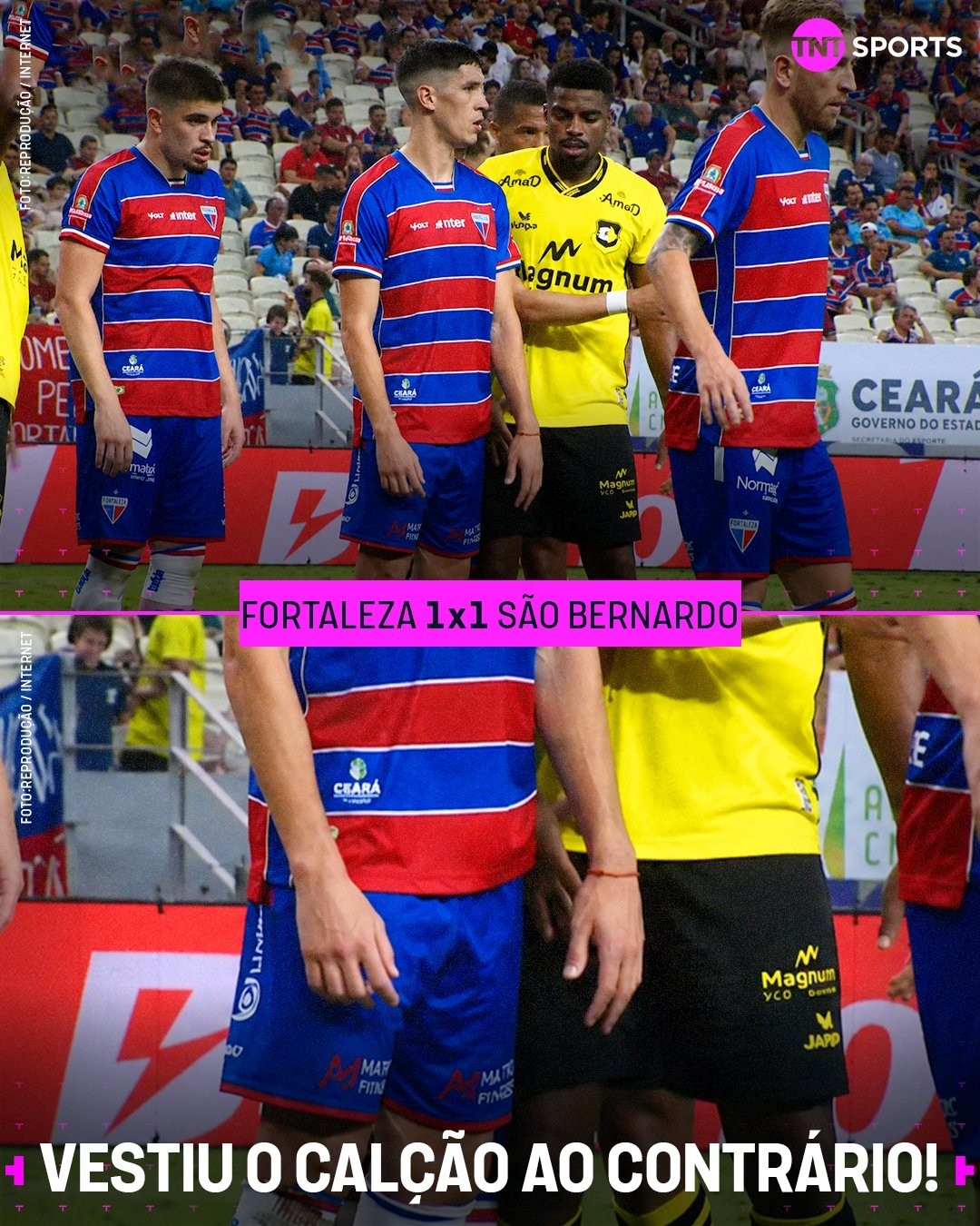 Spieler von Fortaleza EC spielt mit umgedrehter Hose