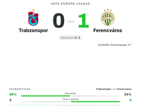 Trabzonspor 0-1 Ferencváros