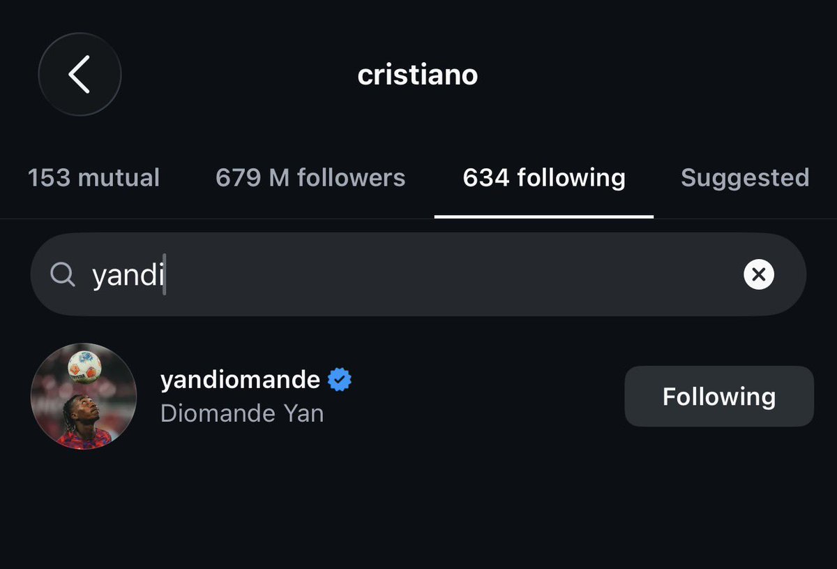 Cristiano Ronaldo segue Jean-Diomande nas redes sociais!