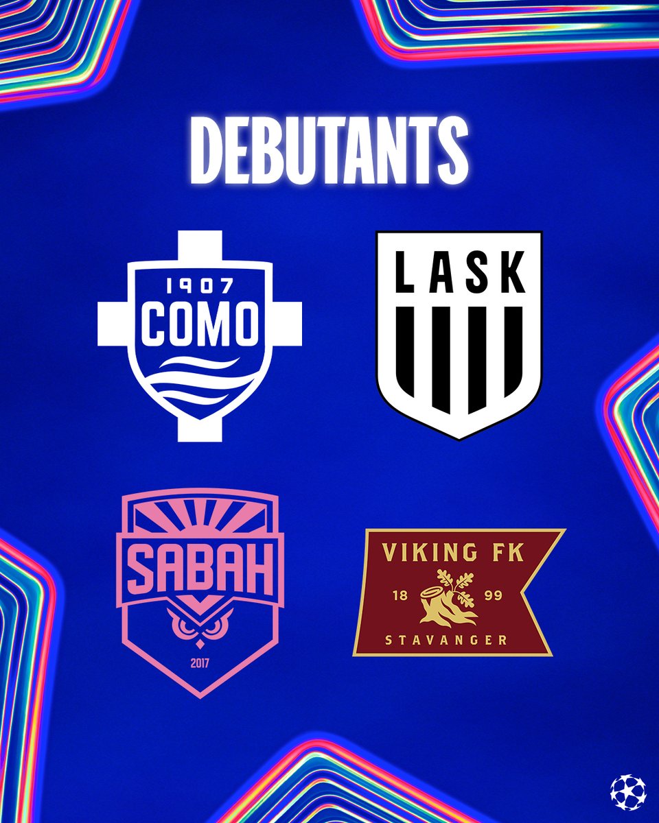 UEFA apresenta quatro estreantes desta temporada: Como, LASK, Viking e Sabah