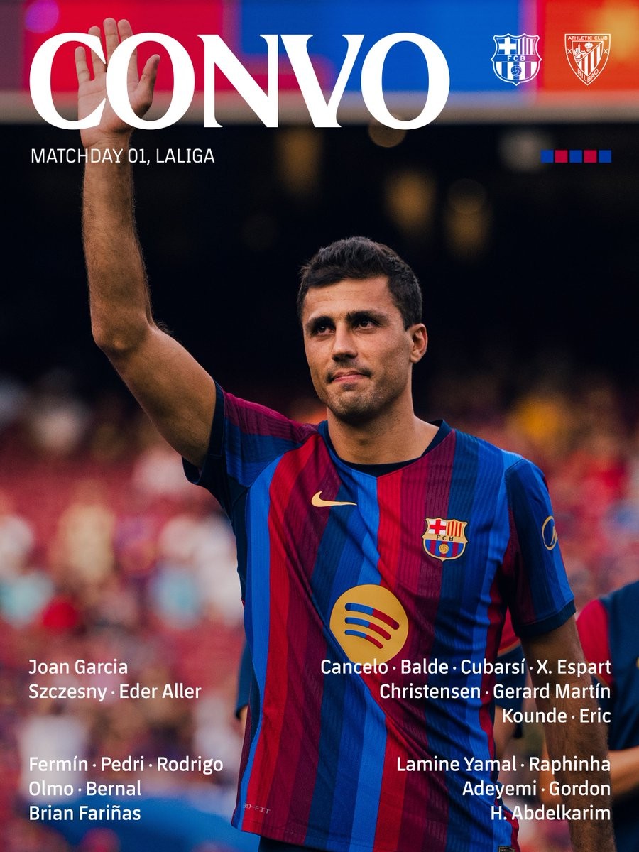 La lista del Barcellona per il Bilbao: Yamal guida, Rodrigo Hernández e Balde convocati