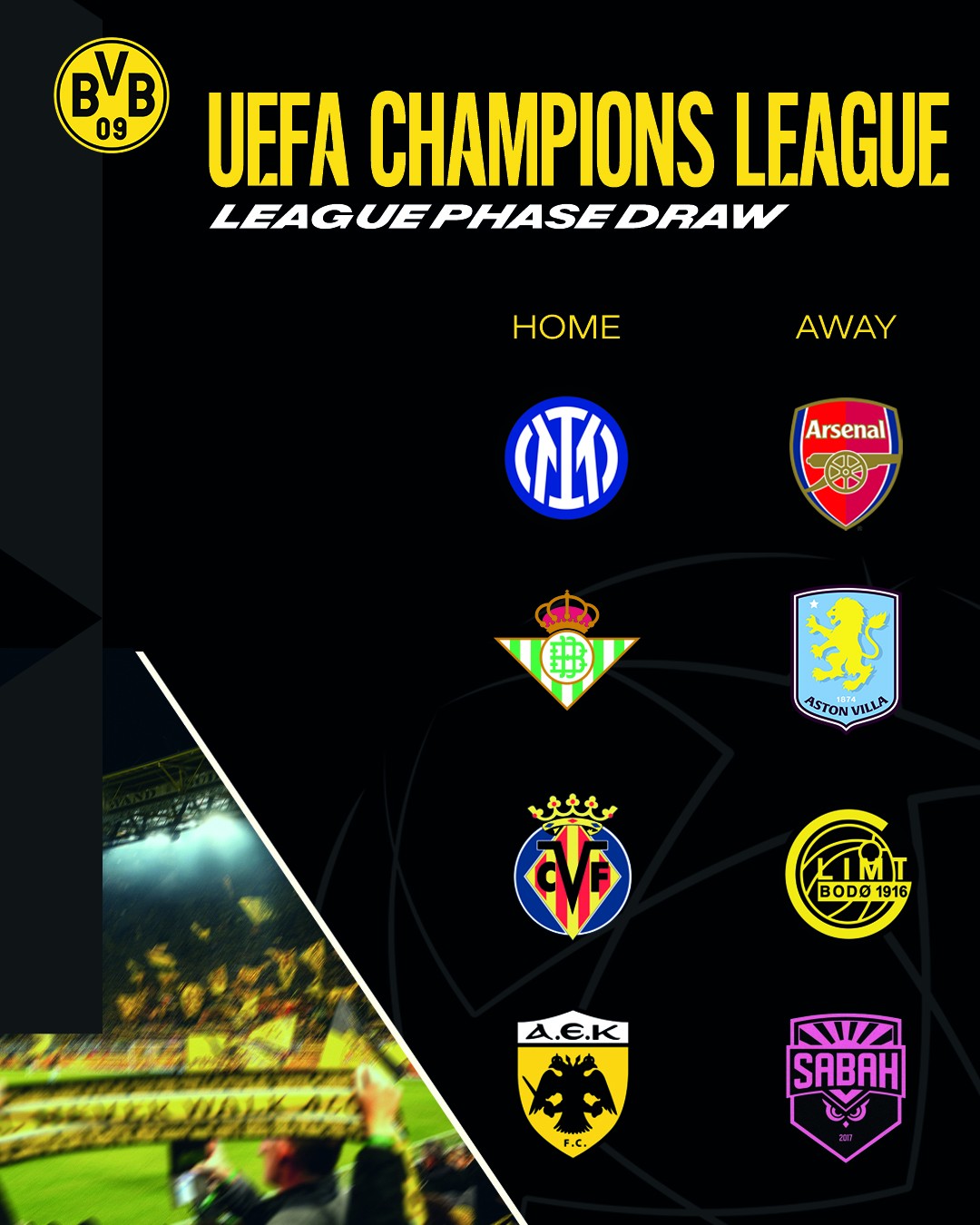 Un calendrier infernal : Dortmund affrontera le Bodø/Glimt et le Shabab FK en Ligue des champions