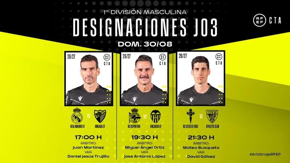 Juan Martínez Munuera to referee Real Madrid vs. Málaga on Sunday