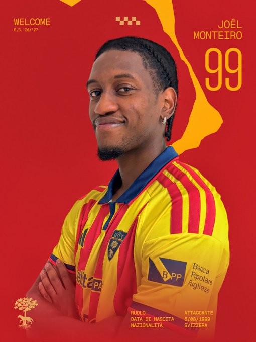 Ufficiale: il Lecce ingaggia l'esterno svizzero Montero dallo Young Boys con contratto fino al 2029
