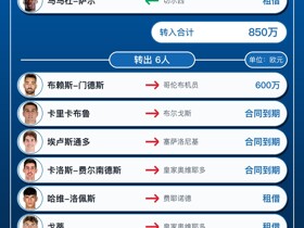 皇家社会今夏转会汇总：引进2人离队6人，净支出250万欧元