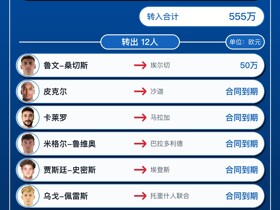 西班牙人今夏转会汇总：转出11人收入50万欧，555万欧签下7人