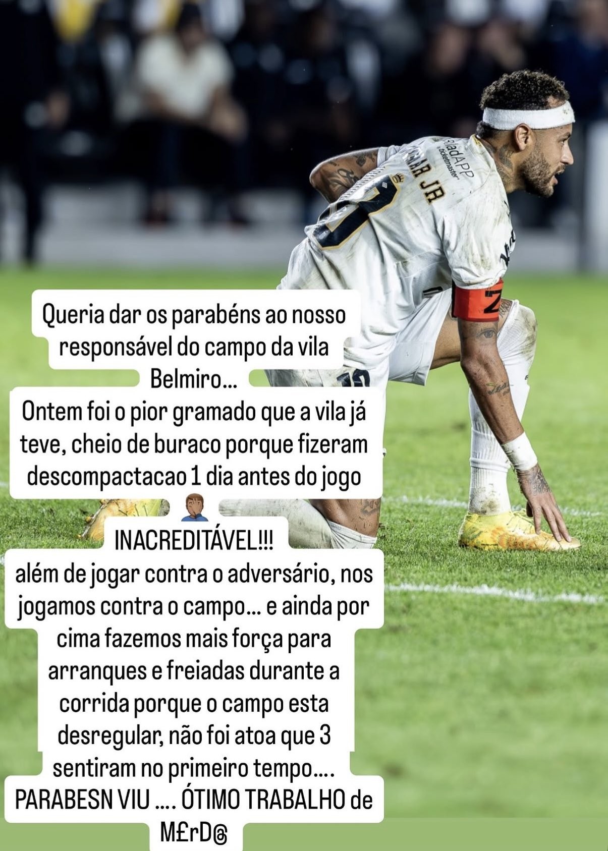 Neymar critique la pelouse de Santos à domicile : « Félicitations au responsable du terrain, un travail "formidable" »