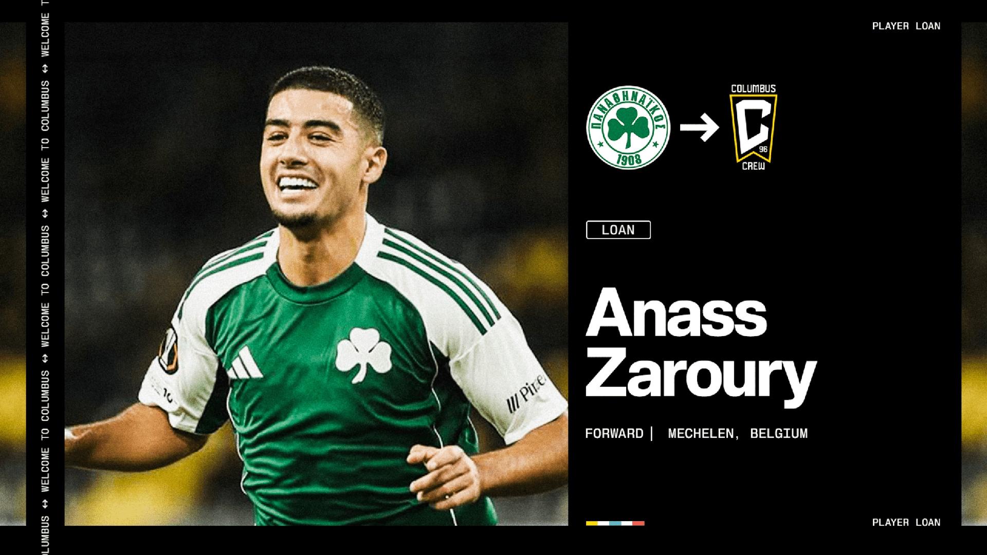 Resmi: Columbus Crew Pinjam Anass Zaroury dari Panathinaikos dengan Opsi Beli