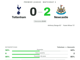 Tottenham 0-2 Newcastle