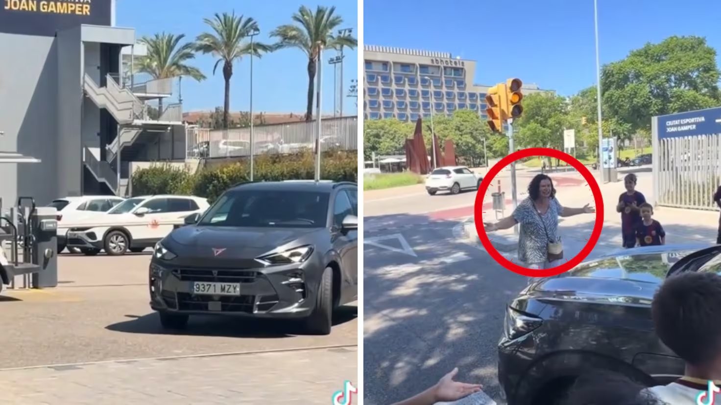 Tenemos vídeo del año en Barcelona: una fan corta el tráfico para sacarse una foto con Raphinha y lo que ocurr