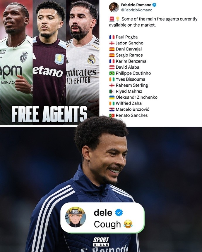 Alli kommentiert Romanos Liste der ablösefreien Spieler: „Hust, hust"