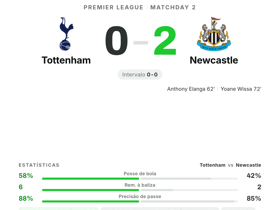 Tottenham 0-2 Newcastle