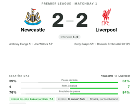 Newcastle 2-2 Liverpool
