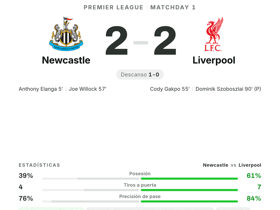 Newcastle 2-2 Liverpool