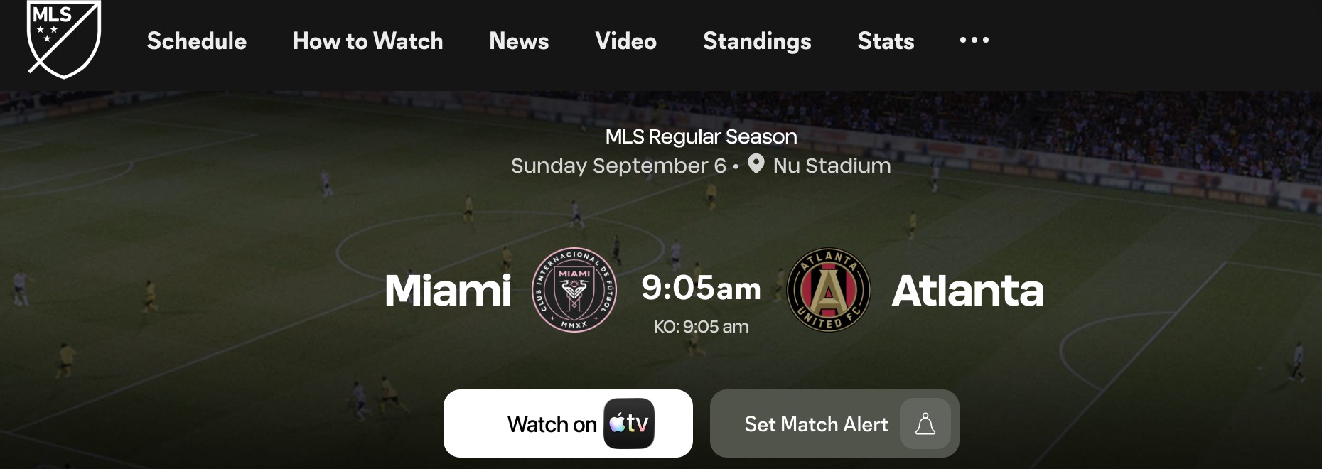 MLS ประกาศเกมอินเตอร์ ไมอามี พบ แอตแลนตา ยูไนเต็ด คิกออฟ 9:05 น.
