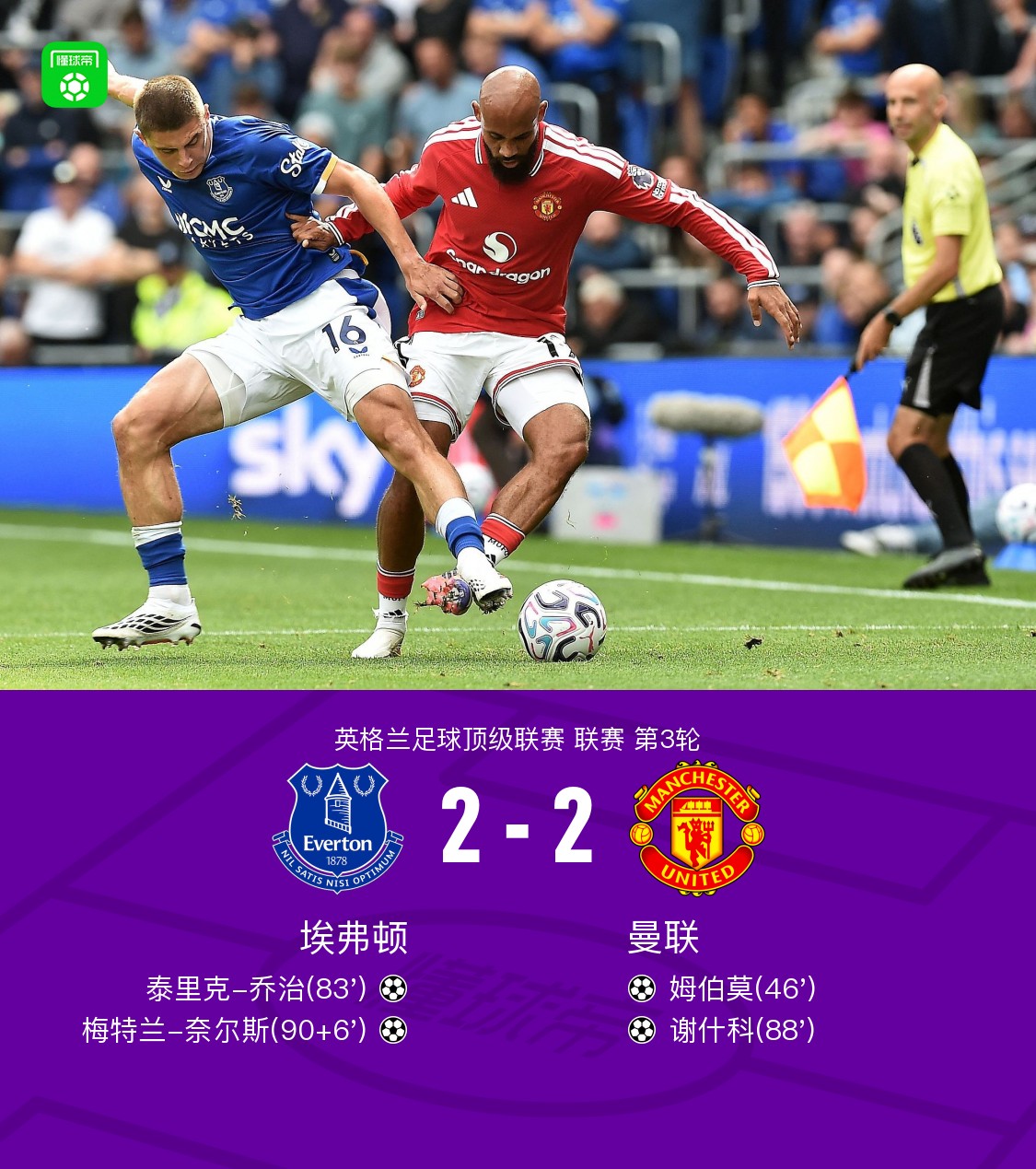 Man United empata 2-2 con Everton, golazo de Mbeumo y milagroso de Niles
