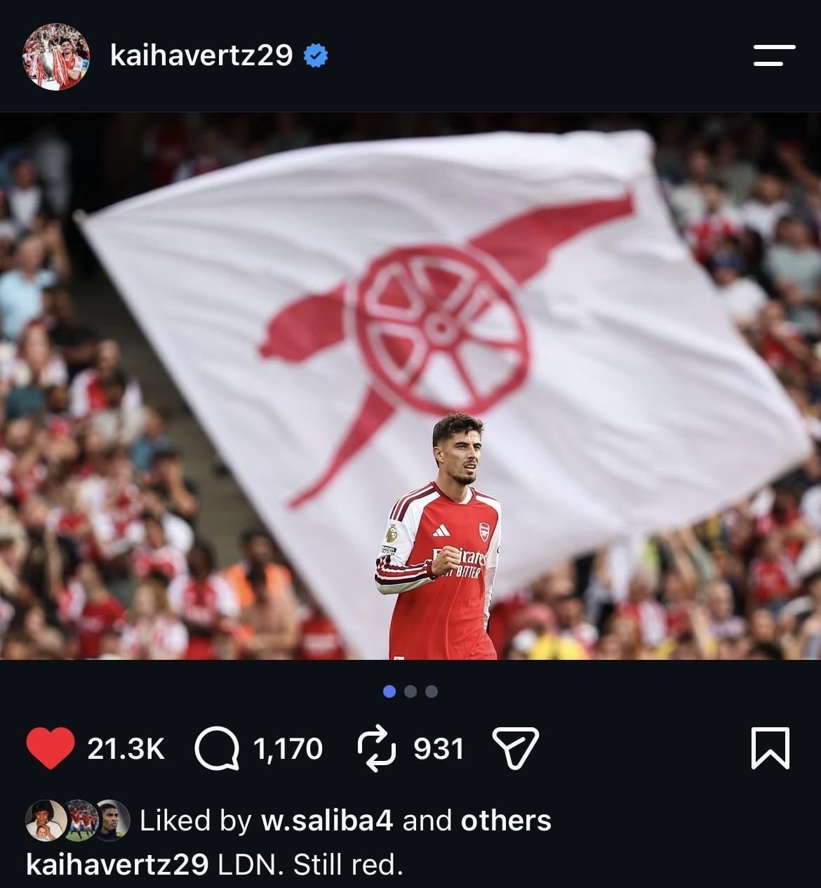 Kai Havertz on Instagram: "London still red"
