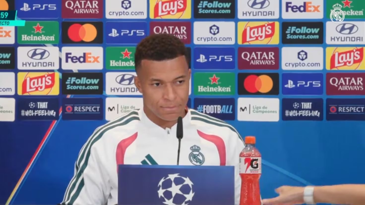 ¿Se acuerdan de Cristiano y la coca cola? Esto hizo Mbappé cuando le plantaron el Gatorade delante mientras ha