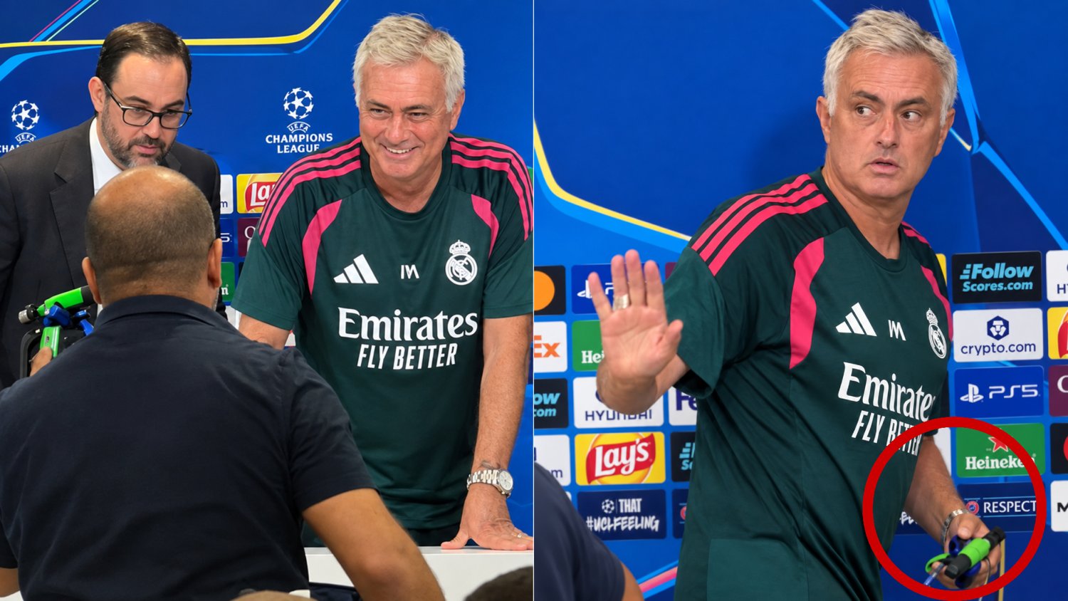 Marca : Un journaliste offre un arroseur à Mourinho lors d'une conférence de presse